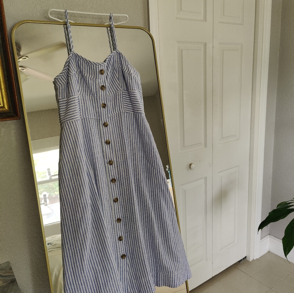 Striped Blue Midi Dress NWOT - Picture 10 of 10